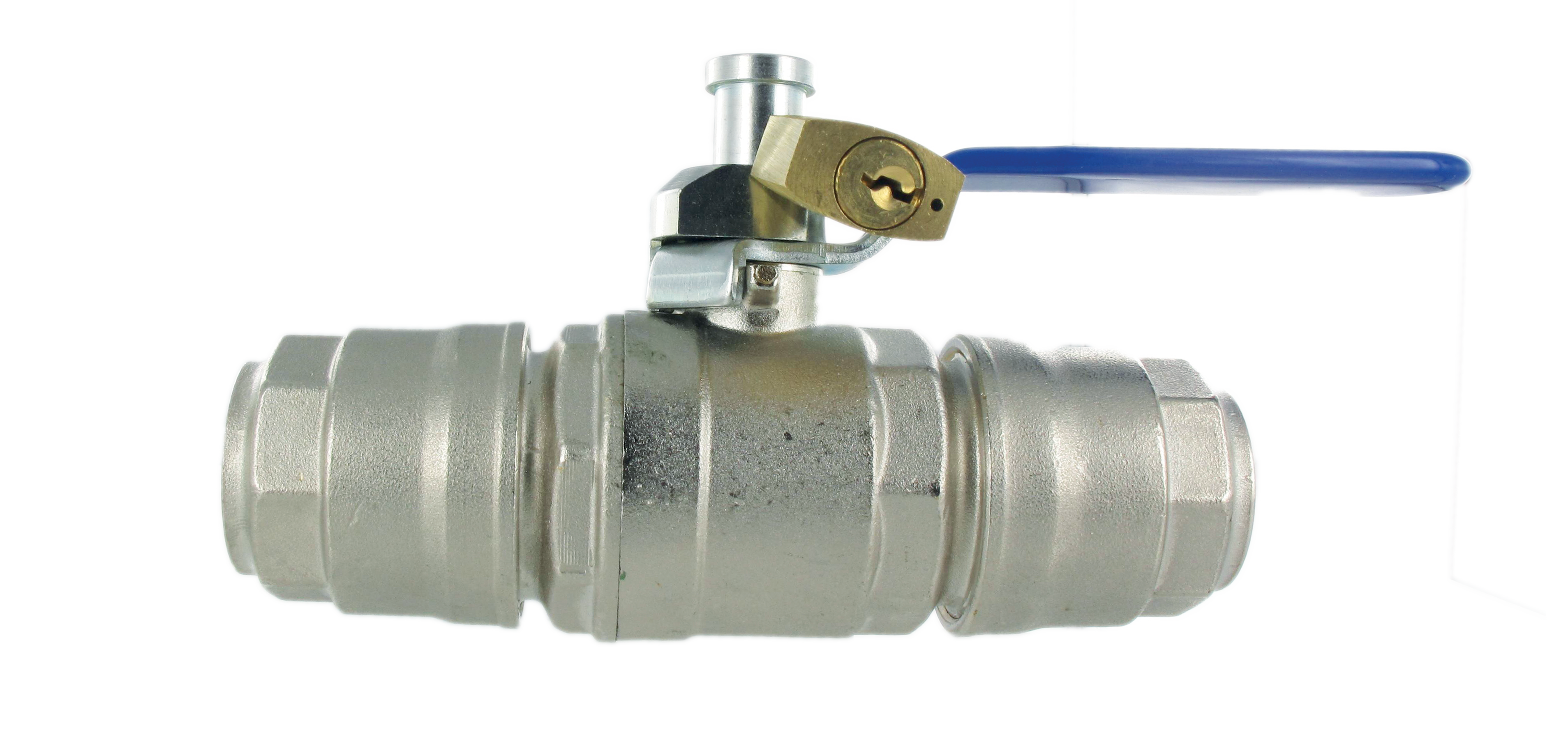 Compressed air distribution LOCKABLE BALL VALVE WITH CONNECTIONS